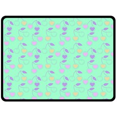 Mint Heart Cherries Fleece Blanket (large)  by snowwhitegirl