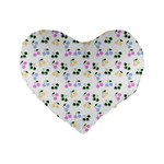 Green Cherries Standard 16  Premium Flano Heart Shape Cushions Front