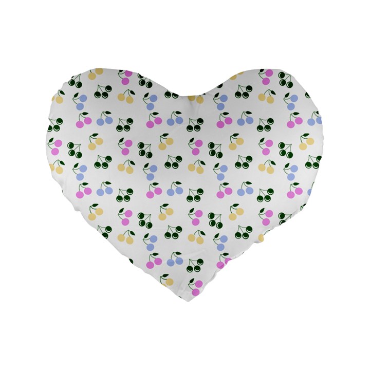 Green Cherries Standard 16  Premium Flano Heart Shape Cushions