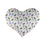 Green Cherries Standard 16  Premium Flano Heart Shape Cushions Back