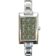 Music Stars Grass Green Rectangle Italian Charm Watch by snowwhitegirl