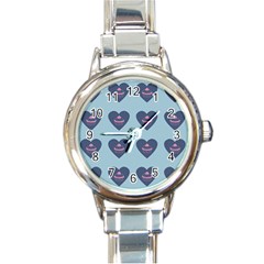 Cupcake Heart Teal Blue Round Italian Charm Watch by snowwhitegirl