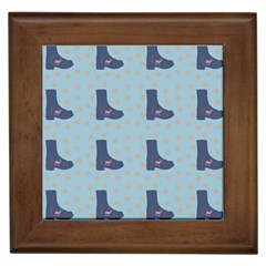 Deer Boots Teal Blue Framed Tiles by snowwhitegirl