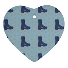 Deer Boots Teal Blue Heart Ornament (two Sides) by snowwhitegirl