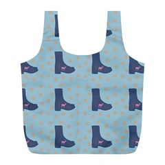 Deer Boots Teal Blue Full Print Recycle Bags (l)  by snowwhitegirl