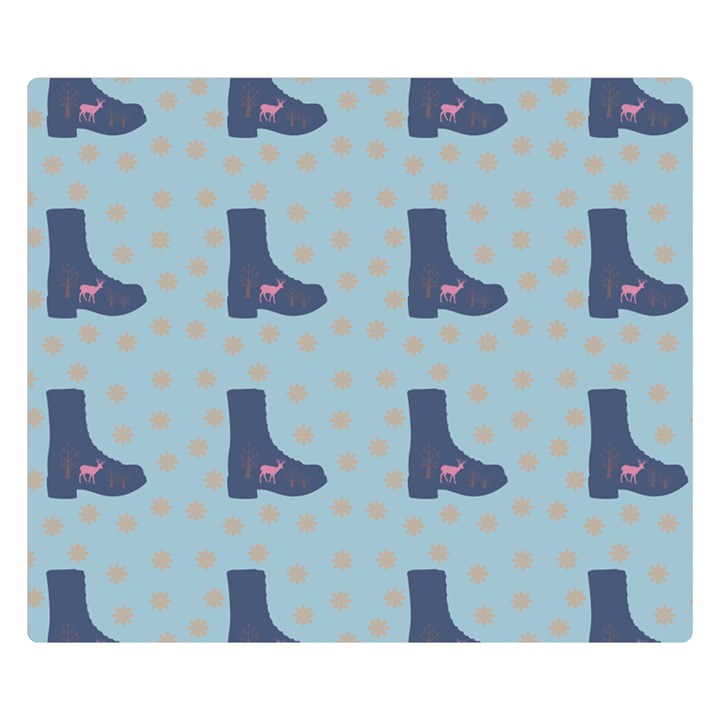 Deer Boots Teal Blue Double Sided Flano Blanket (Small) 