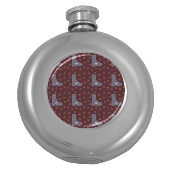 Deer Boots Brown Round Hip Flask (5 oz)