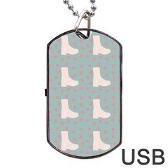 Deer Boots Blue White Dog Tag Usb Flash (two Sides) by snowwhitegirl