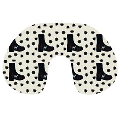 Deer Boots White Black Travel Neck Pillows by snowwhitegirl