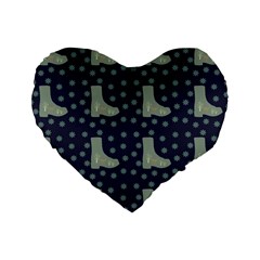 Blue Boots Standard 16  Premium Heart Shape Cushions by snowwhitegirl