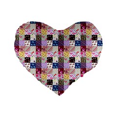 Quilt Of My Patterns Small Standard 16  Premium Flano Heart Shape Cushions by snowwhitegirl