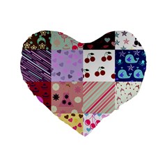 Quilt Of My Patterns Standard 16  Premium Flano Heart Shape Cushions by snowwhitegirl