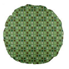 Green Brown  Eggs On Green Large 18  Premium Flano Round Cushions by snowwhitegirl