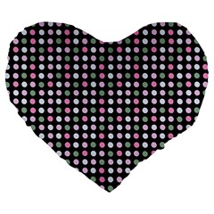 Pink Green Eggs On Black Large 19  Premium Heart Shape Cushions by snowwhitegirl