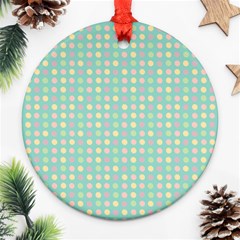 Pink Peach Green Eggs On Seafoam Round Ornament (two Sides) by snowwhitegirl