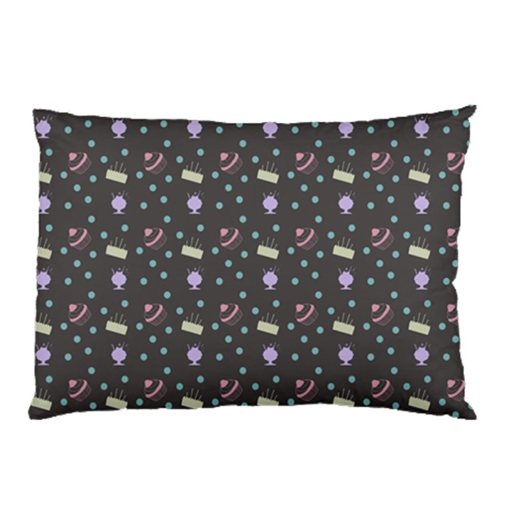 Cakes Yellow Pink Dot Sundaes Grey Pillow Case (Two Sides)