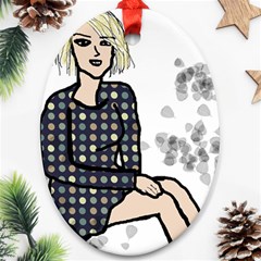 Girl Sitting Oval Ornament (two Sides) by snowwhitegirl