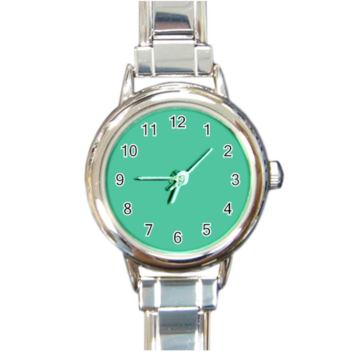 Seafoamy Green Round Italian Charm Watch