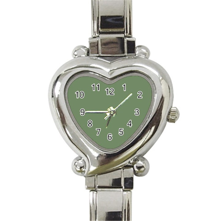 Army Green Heart Italian Charm Watch