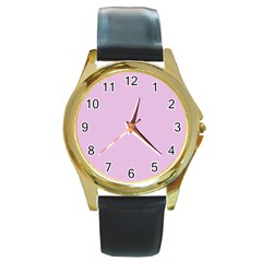 Lilac Star Round Gold Metal Watch by snowwhitegirl