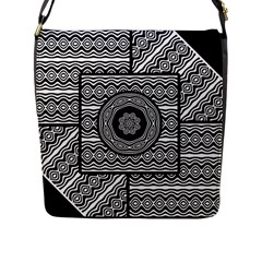 Wavy Panels Flap Messenger Bag (l)  by linceazul