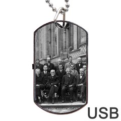 1927 Solvay Conference On Quantum Mechanics Dog Tag Usb Flash (two Sides) by thearts