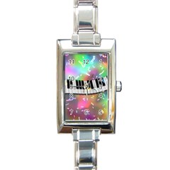 Piano Keys Music Colorful 3d Rectangle Italian Charm Watch by Nexatart