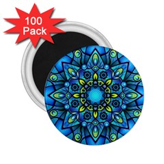 Mandala Blue Abstract Circle 2 25  Magnets (100 Pack)  by Nexatart