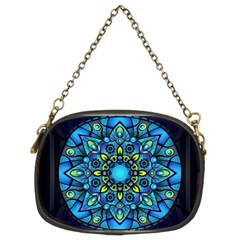 Mandala Blue Abstract Circle Chain Purses (two Sides)  by Nexatart