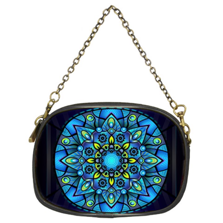 Mandala Blue Abstract Circle Chain Purses (Two Sides) 