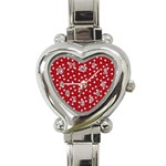 Floral Dots Red Heart Italian Charm Watch Front