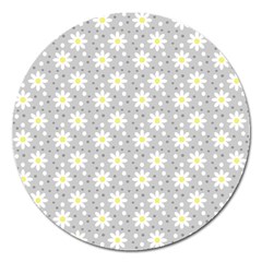 Daisy Dots Grey Magnet 5  (round) by snowwhitegirl