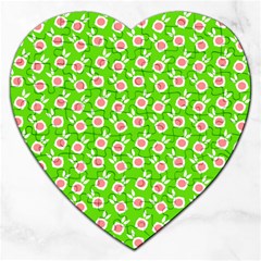 Square Flowers Green Jigsaw Puzzle (heart) by snowwhitegirl