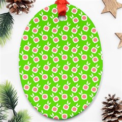 Square Flowers Green Oval Ornament (two Sides) by snowwhitegirl