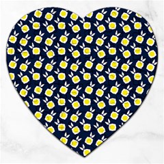 Square Flowers Navy Blue Jigsaw Puzzle (heart) by snowwhitegirl