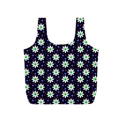 Daisy Dots Navy Blue Full Print Recycle Bags (s)  by snowwhitegirl