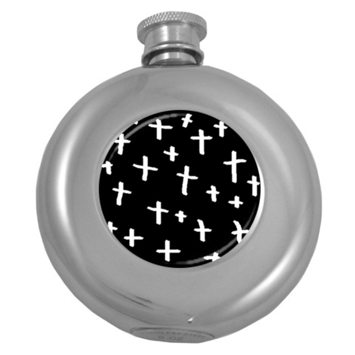 White Cross Round Hip Flask (5 oz)