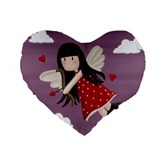 Cupid Girl Standard 16  Premium Heart Shape Cushions by Valentinaart