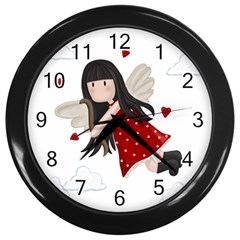 Cupid Girl Wall Clocks (black) by Valentinaart