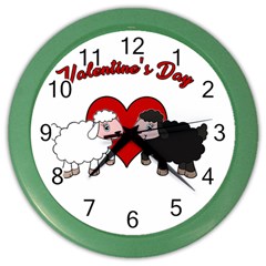 Valentines Day - Sheep  Color Wall Clocks by Valentinaart