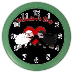 Valentines Day - Sheep  Color Wall Clocks by Valentinaart