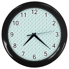 Pink Flowers Blue Wall Clocks (black) by snowwhitegirl