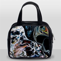 Abstract Flow River Black Classic Handbags (2 Sides) by Nexatart