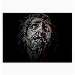 Jesuschrist Face Dark Poster Large Glasses Cloth by dflcprints