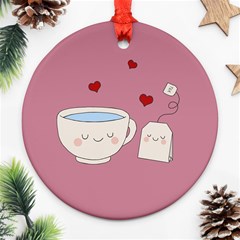 Cute Tea Round Ornament (two Sides) by Valentinaart