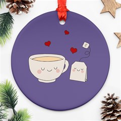 Cute Tea Round Ornament (two Sides) by Valentinaart