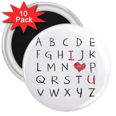 Love Alphabet 3  Magnets (10 Pack)  by Valentinaart