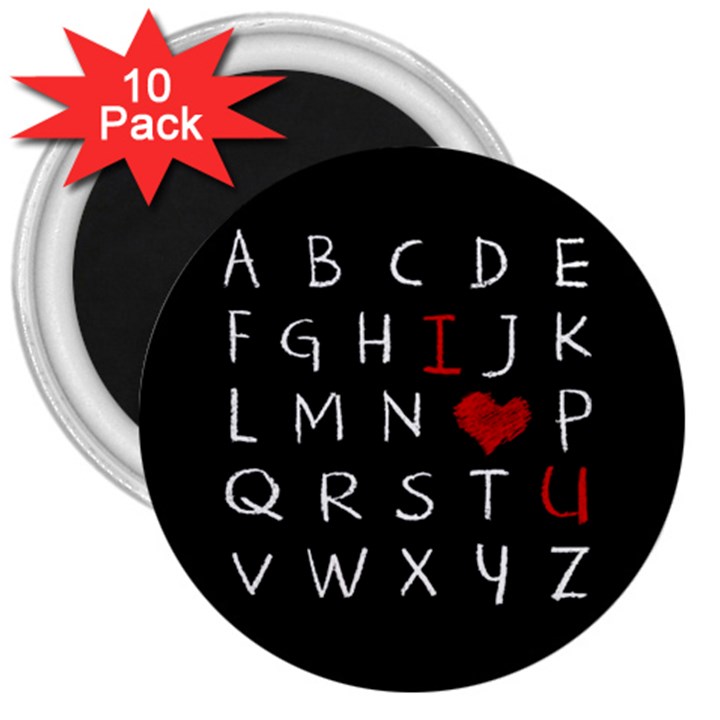 Love Alphabet 3  Magnets (10 pack) 