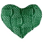 Knitted Wool Square Green Large 19  Premium Flano Heart Shape Cushions Front