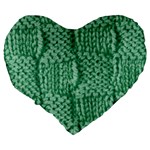 Knitted Wool Square Green Large 19  Premium Flano Heart Shape Cushions Back